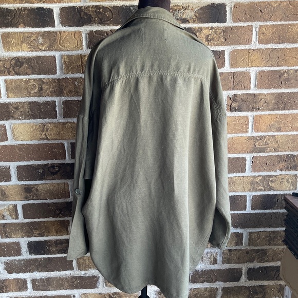 Who What Wear Olive Light Linen Jacket - Picture 6 of 12